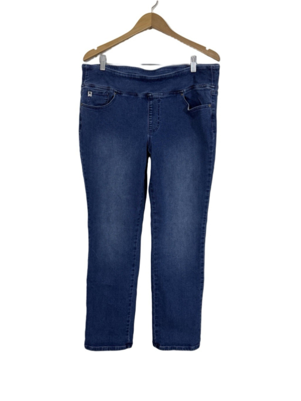 Belle by Kim Gravel Tripleluxe Straight Pull On Jeans Sz 16 Women Stretch
